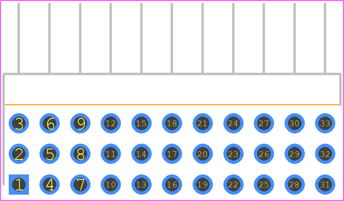TSW-111-08-G-T-RA - SAMTEC PCB footprint - Header, Unshrouded - Right Angle PTH Pin - Header, Unshrouded - Right Angle PTH Pin - TSW-111-08-G-T-RA