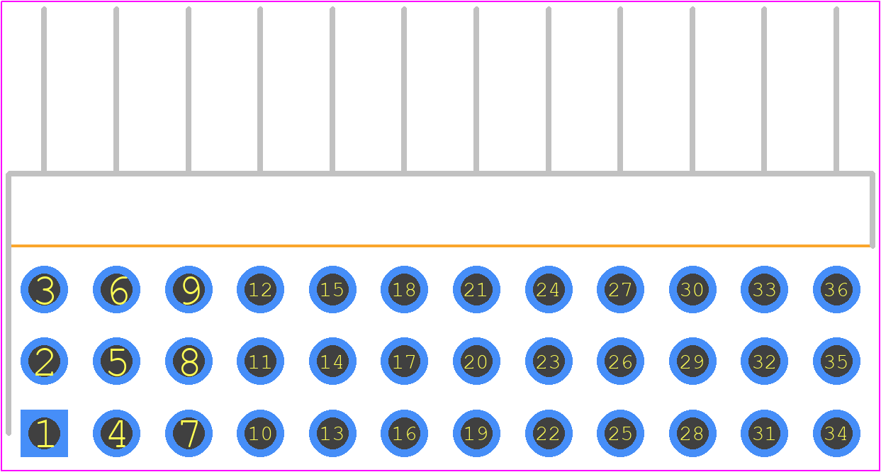 TSW-112-10-L-T-RA - SAMTEC PCB footprint - Header, Unshrouded - Right Angle PTH Pin - Header, Unshrouded - Right Angle PTH Pin - TSW-112-10-L-T-RA