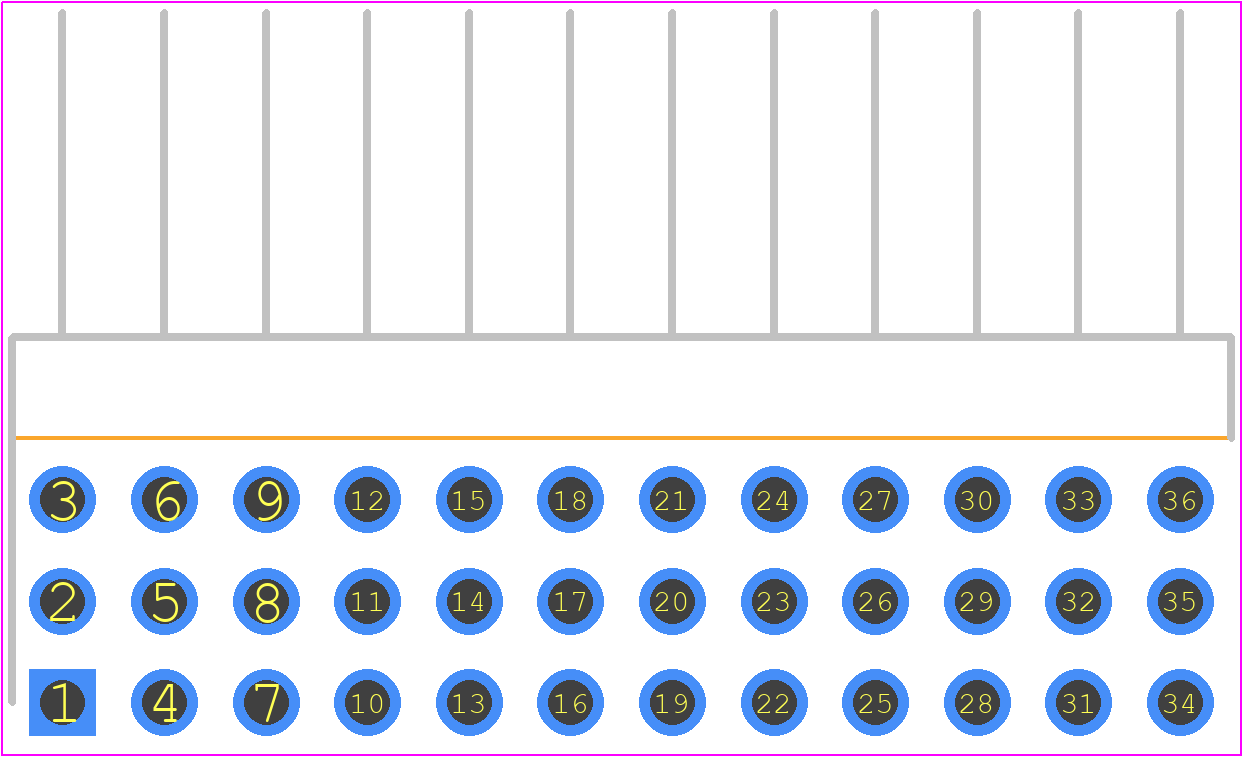 TSW-112-25-H-T-RA - SAMTEC PCB footprint - Header, Unshrouded - Right Angle PTH Pin - Header, Unshrouded - Right Angle PTH Pin - TSW-112-25-H-T-RA