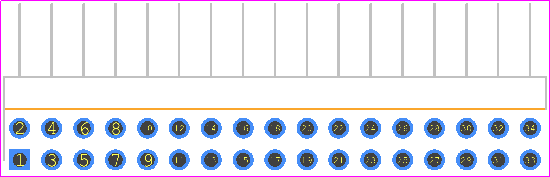 TSW-117-22-T-D-RA - SAMTEC PCB footprint - Header, Unshrouded - Right Angle PTH Pin - Header, Unshrouded - Right Angle PTH Pin - TSW-117-22-T-D-RA