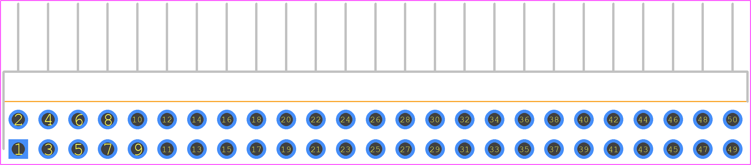 TSW-125-08-T-D-RA - SAMTEC PCB footprint - Header, Unshrouded - Right Angle PTH Pin - Header, Unshrouded - Right Angle PTH Pin - TSW-125-08-T-D-RA