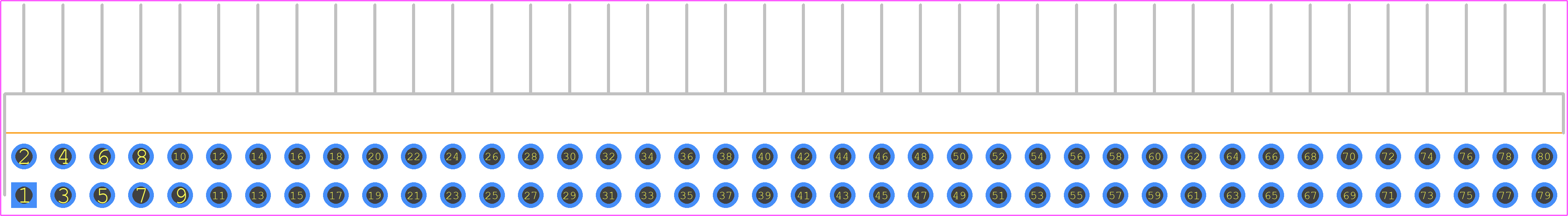TSW-140-08-T-D-RA - SAMTEC PCB footprint - Header, Unshrouded - Right Angle PTH Pin - Header, Unshrouded - Right Angle PTH Pin - TSW-140-08-T-D-RA