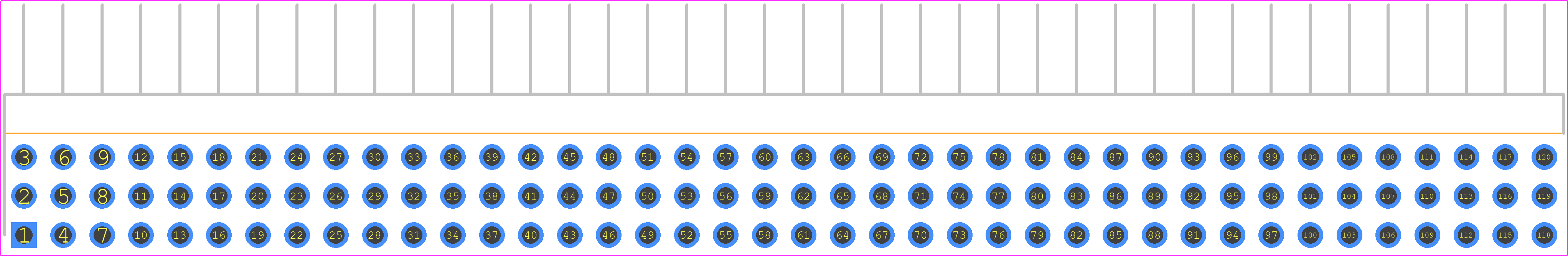 TSW-140-22-G-T-RA - SAMTEC PCB footprint - Header, Unshrouded - Right Angle PTH Pin - Header, Unshrouded - Right Angle PTH Pin - TSW-140-22-G-T-RA
