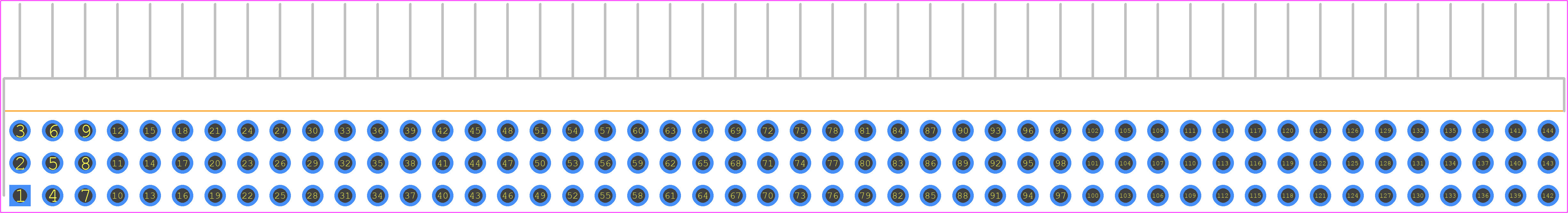 TSW-148-09-G-T-RA - SAMTEC PCB footprint - Header, Unshrouded - Right Angle PTH Pin - Header, Unshrouded - Right Angle PTH Pin - TSW-148-09-G-T-RA