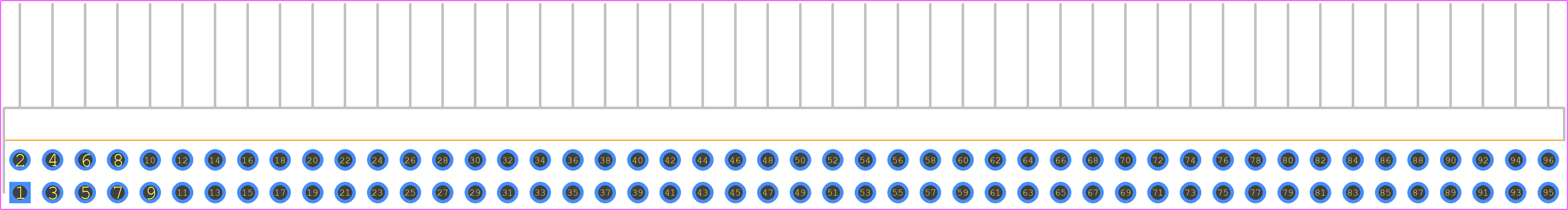 TSW-148-25-L-D-RA - SAMTEC PCB footprint - Header, Unshrouded - Right Angle PTH Pin - Header, Unshrouded - Right Angle PTH Pin - TSW-148-25-L-D-RA
