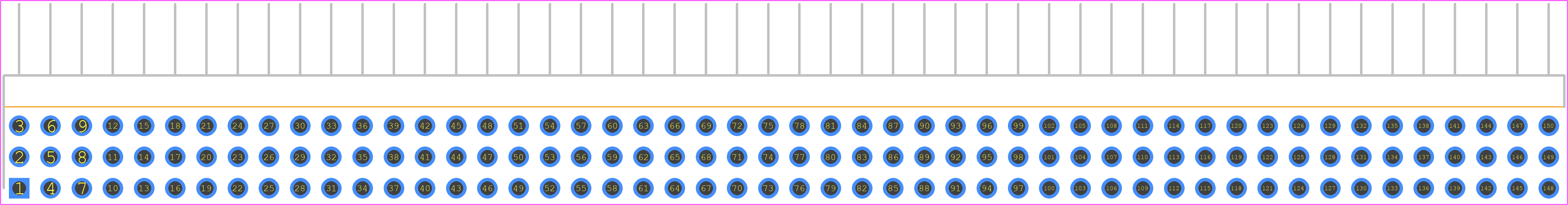 TSW-150-08-G-T-RA - SAMTEC PCB footprint - Header, Unshrouded - Right Angle PTH Pin - Header, Unshrouded - Right Angle PTH Pin - TSW-150-08-G-T-RA
