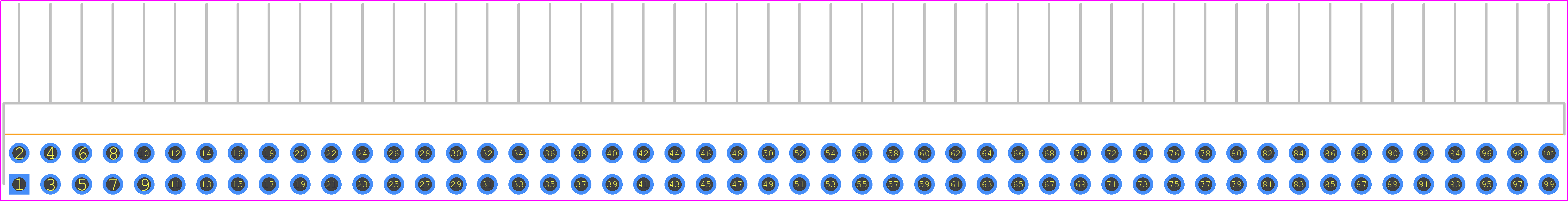 TSW-150-25-T-D-RA - SAMTEC PCB footprint - Header, Unshrouded - Right Angle PTH Pin - Header, Unshrouded - Right Angle PTH Pin - TSW-150-25-T-D-RA