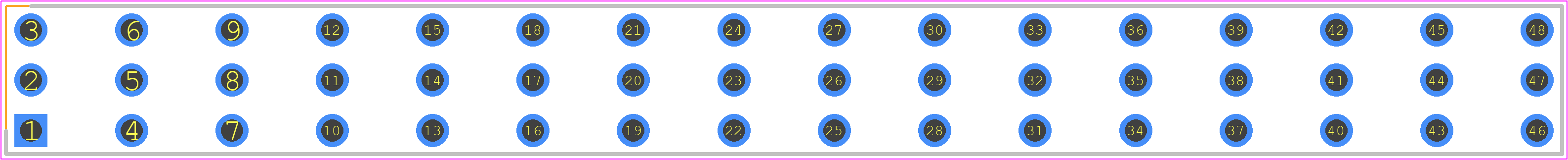 TSW-216-07-L-T - SAMTEC PCB footprint - Header, Vertical - Header, Vertical - TSW-216-07-L-T
