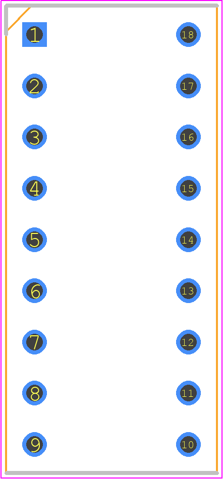 DILB18P223TLF - Amphenol PCB footprint - Dual-In-Line Sockets - Dual-In-Line Sockets - DILB18P223TLF