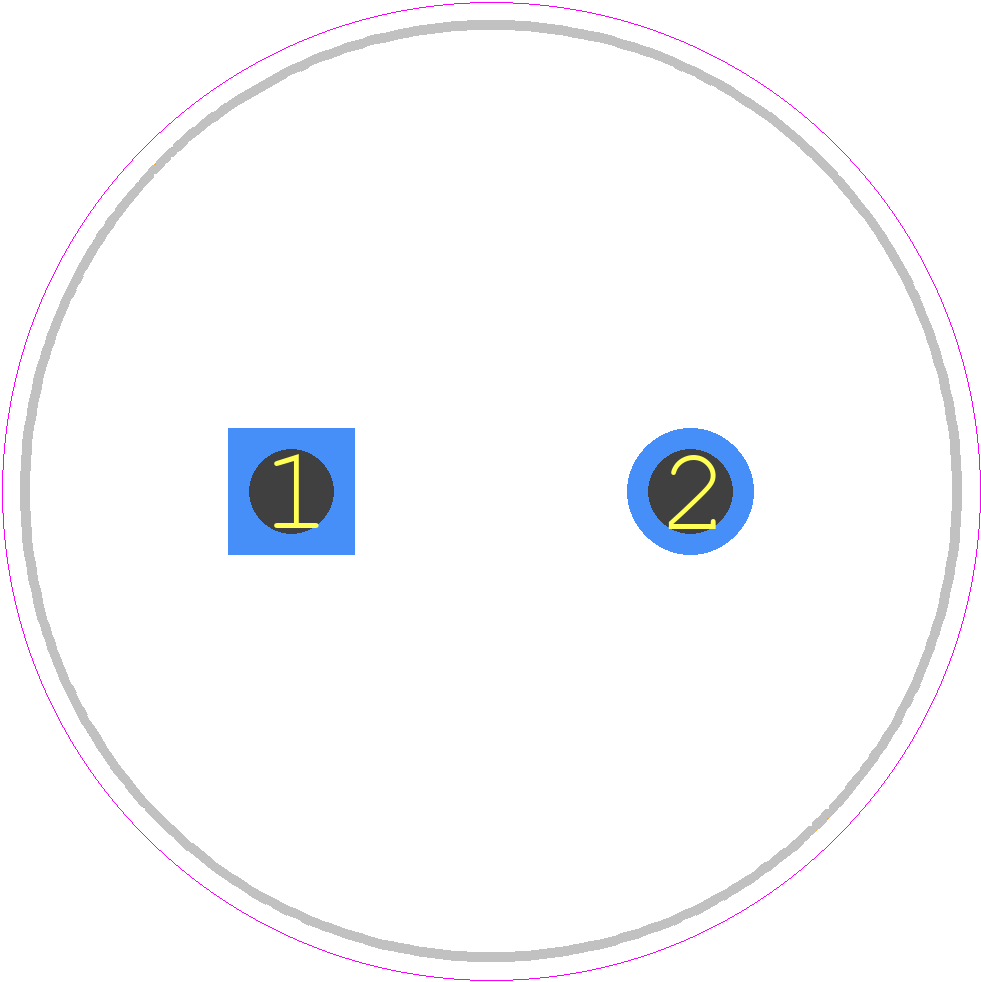 LGU2A152MELZ - Nichicon PCB footprint - Capacitor, Polarized Radial Diameter - Capacitor, Polarized Radial Diameter - LGU (22 x 45)
