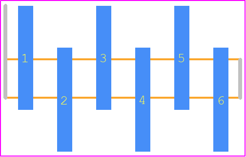 TMM-106-01-G-S-SM - SAMTEC PCB footprint - Header, Unshrouded - Single Row Staggered SMD Pin - Header, Unshrouded - Single Row Staggered SMD Pin - TMM-106-01-G-S-SM