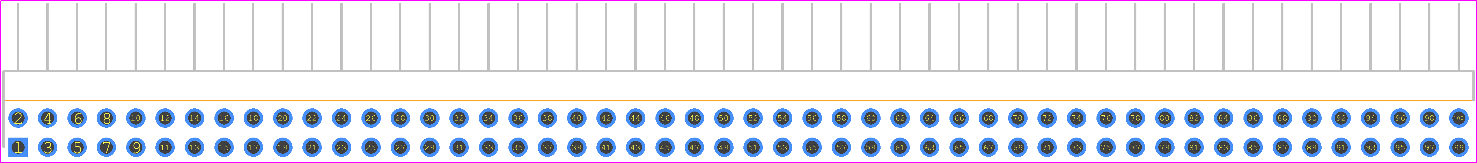 TSW-150-08-G-D-RA - SAMTEC PCB footprint - Header, Unshrouded - Right Angle PTH Pin - Header, Unshrouded - Right Angle PTH Pin - TSW-150-08-G-D-RA