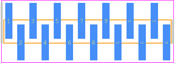 FTR-114-02-S-S - Bloggs Bits PCB footprint - Header, Unshrouded - Single Row Staggered SMD Pin - Header, Unshrouded - Single Row Staggered SMD Pin - FTR-102-01-S-S