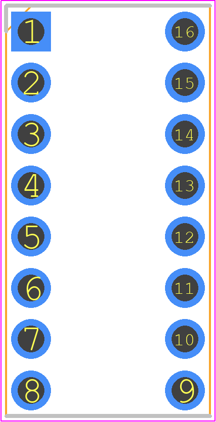 110-87-316-41-001101 - Preci-Dip PCB footprint - Dual-In-Line Sockets - Dual-In-Line Sockets - SocketDIP_16_vie