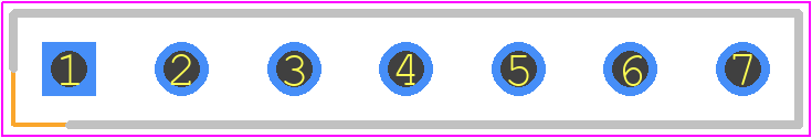801-87-007-10-012101 - Preci-Dip PCB footprint - Header, Receptacle - Straight PTH Box - Header, Receptacle - Straight PTH Box - header 1x7