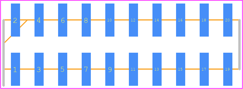 832-80-020-30-001101 - Preci-Dip PCB footprint - Header, Unshrouded - Straight SMD Pin - Header, Unshrouded - Straight SMD Pin - 832-80-020-30-001101