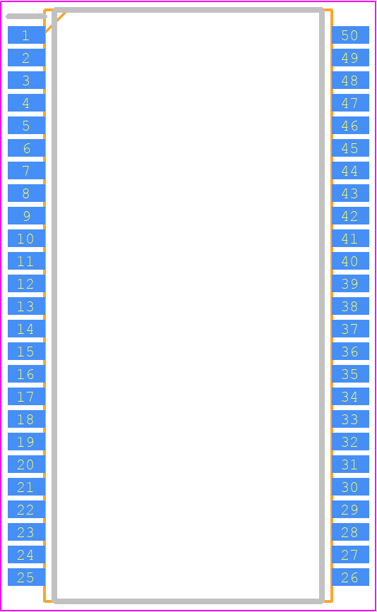 AS4C1M16S-7TCN - Alliance Memory PCB footprint - Small Outline Packages - Small Outline Packages - 50 Pin TSOP