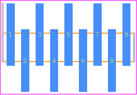 FTR-109-01-G-S - SAMTEC PCB footprint - Header, Unshrouded - Single Row Staggered SMD Pin - Header, Unshrouded - Single Row Staggered SMD Pin - FTR-109-01-G-S