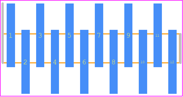 FTR-112-01-S-S - SAMTEC PCB footprint - Header, Unshrouded - Single Row Staggered SMD Pin - Header, Unshrouded - Single Row Staggered SMD Pin - FTR-112-01-S-S