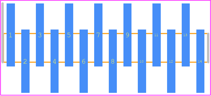 FTR-114-01-S-S-TR - SAMTEC PCB footprint - Header, Unshrouded - Single Row Staggered SMD Pin - Header, Unshrouded - Single Row Staggered SMD Pin - FTR-114-01-S-S-TR