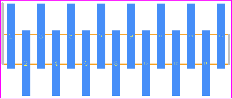 FTR-115-02-S-S - SAMTEC PCB footprint - Header, Unshrouded - Single Row Staggered SMD Pin - Header, Unshrouded - Single Row Staggered SMD Pin - FTR-115-02-S-S