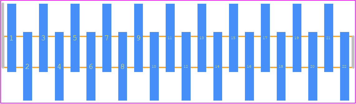 FTR-122-02-S-S - SAMTEC PCB footprint - Header, Unshrouded - Single Row Staggered SMD Pin - Header, Unshrouded - Single Row Staggered SMD Pin - FTR-122-02-S-S