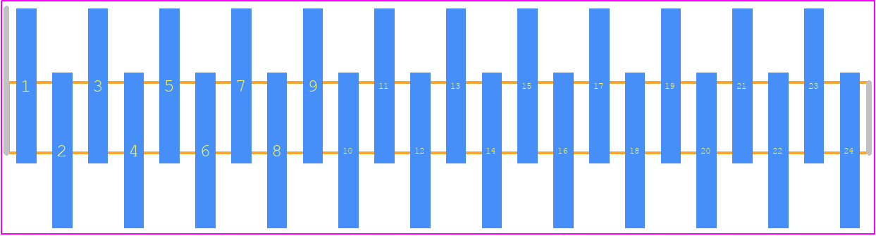 FTR-124-03-S-S - SAMTEC PCB footprint - Header, Unshrouded - Single Row Staggered SMD Pin - Header, Unshrouded - Single Row Staggered SMD Pin - FTR-124-03-S-S