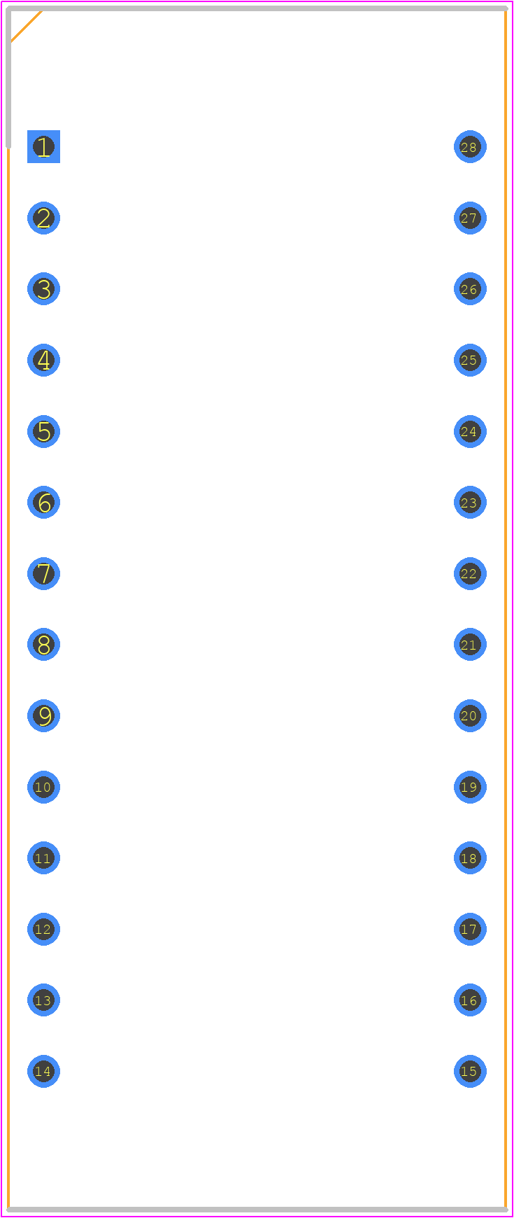 28-C182-10 - ARIES PCB footprint - Dual-In-Line Sockets - Dual-In-Line Sockets - 28-C182-10