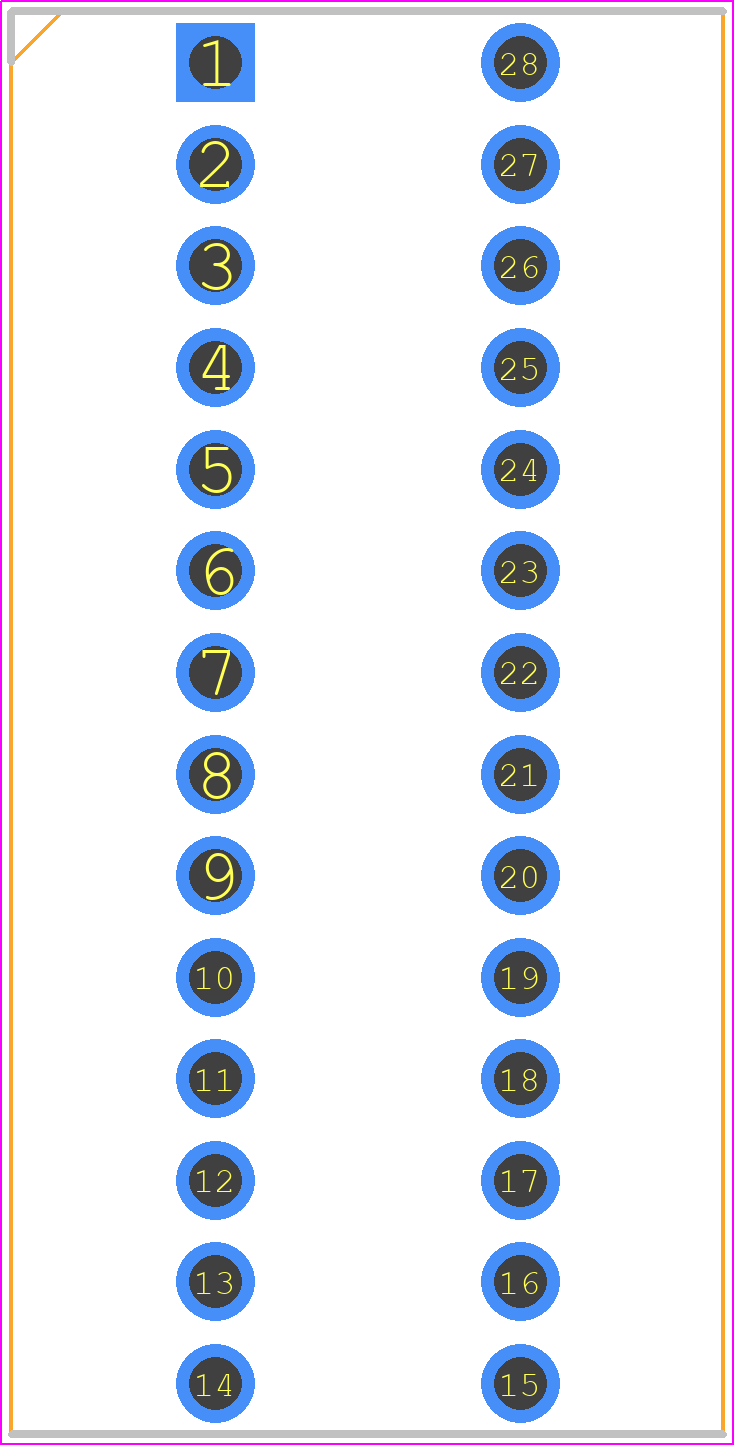 115-47-628-41-003000 - Mill-Max PCB footprint - Dual-In-Line Sockets - Dual-In-Line Sockets - 115-47-628-41-003000