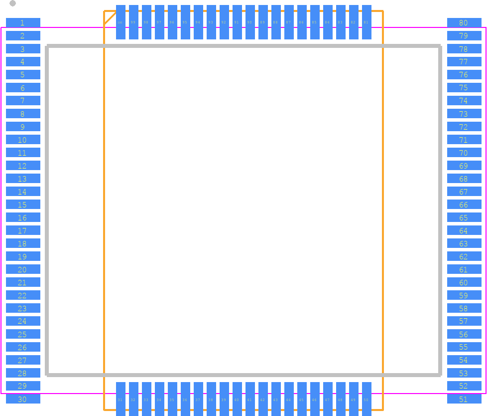 M30620FCTFP#U1 - Renesas Electronics PCB footprint - Quad Flat Packages - Quad Flat Packages - P-QFP100-14x20-0.65