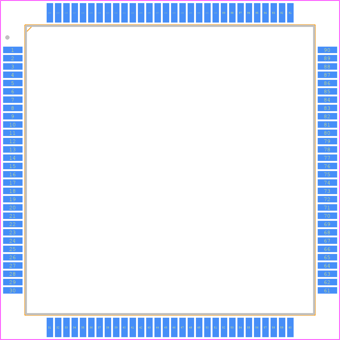 HSP50214BVCZ - Renesas Electronics PCB footprint - Quad Flat Packages - Quad Flat Packages - Q120.28x28 (JEDEC MO-108DA-1 ISSUE A) 120 LEAD METRIC PLASTIC QUAD FLATPACK PACKAGE