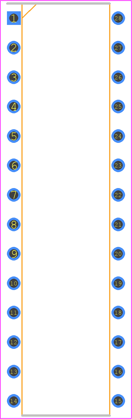 AS6C62256A-70PIN - Alliance Memory PCB footprint - Dual-In-Line Packages - Dual-In-Line Packages - DIP (28)