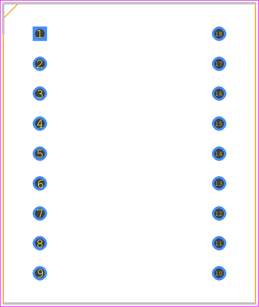 LTP-3786G - Lite-On PCB footprint - Dual-In-Line Sockets - Dual-In-Line Sockets - 18-Pin DIP