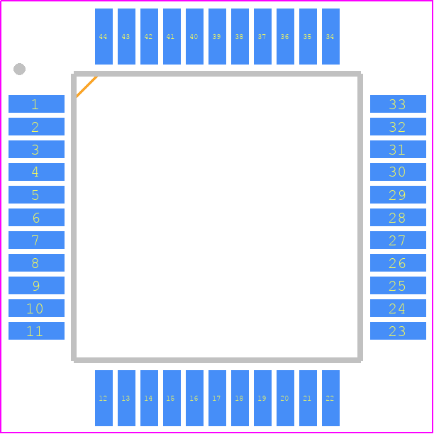 ATT7022BU - Actions PCB footprint - Quad Flat Packages - Quad Flat Packages - 44Pin QFP 10*10