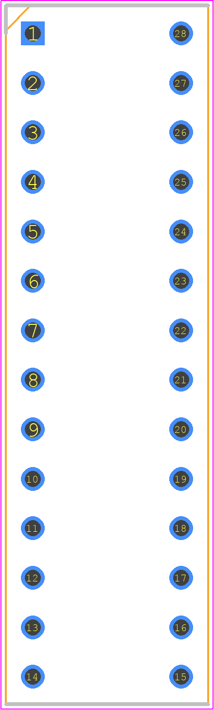 MC-2227-28-03-F1 - Multicomp Pro PCB footprint - Dual-In-Line Sockets - Dual-In-Line Sockets - 28pin_socket_2