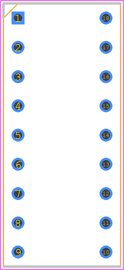 110-93-318-41-001000 - Mill-Max PCB footprint - Dual-In-Line Sockets - Dual-In-Line Sockets - 110-44-318-41-001000