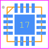 PE42641MLBD-Z - Peregrine Semiconductor PCB footprint - Quad Flat No-Lead - Quad Flat No-Lead - 16-Lead 3 x 3 x 0.75mm QFN