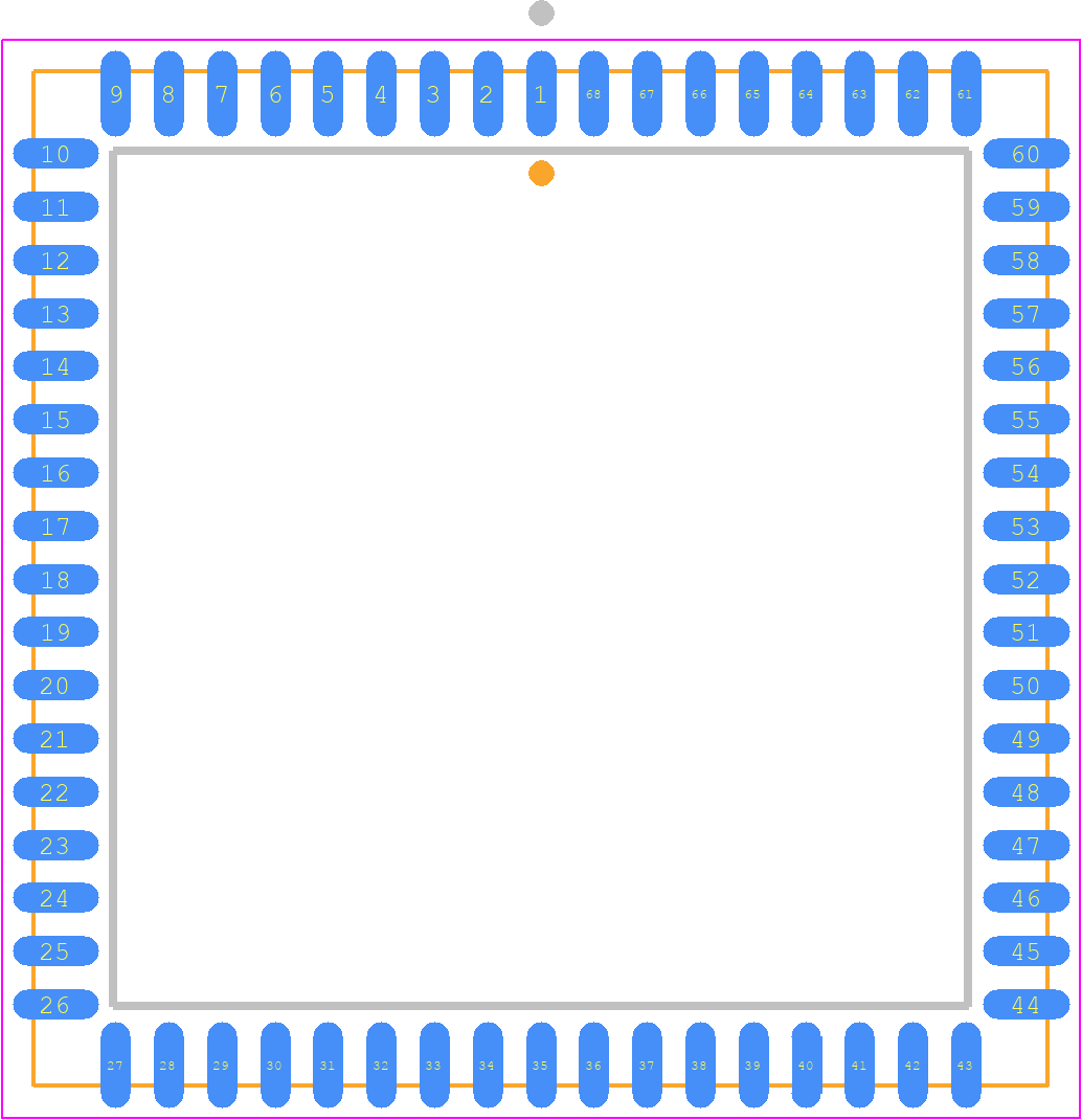 IS80C286-20 - Renesas Electronics PCB footprint - Plastic Leaded Chip Carrier - Plastic Leaded Chip Carrier - PLCC68