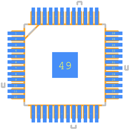 DP83848VYB - Texas Instruments PCB footprint - Other - Other - QFP50P900X900X160-49N