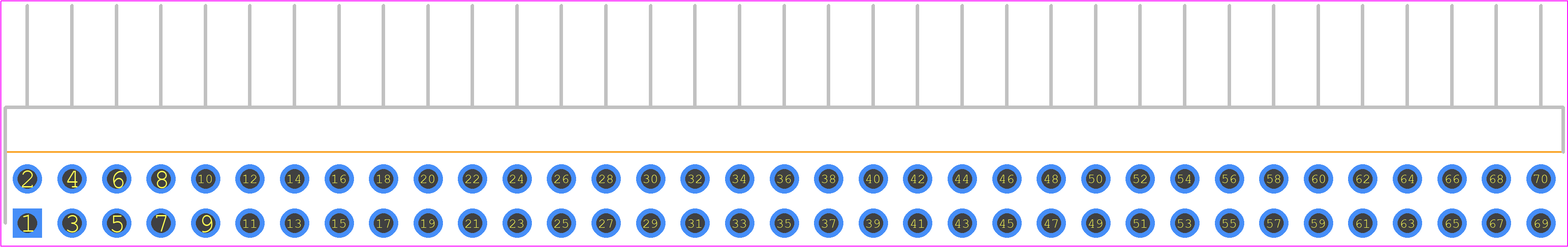 TSW-135-10-G-D-RA - SAMTEC PCB footprint - Header, Unshrouded - Right Angle PTH Pin - Header, Unshrouded - Right Angle PTH Pin - TSW-135-10-G-D-RA