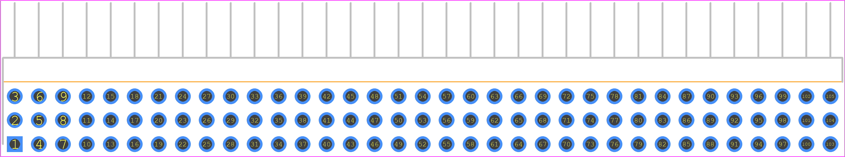 TSW-135-10-G-T-RA - SAMTEC PCB footprint - Header, Unshrouded - Right Angle PTH Pin - Header, Unshrouded - Right Angle PTH Pin - TSW-135-10-G-T-RA