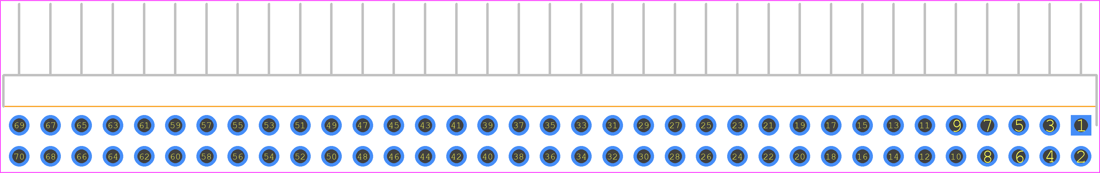TSW-135-10-L-D-RA - SAMTEC PCB footprint - Header, Unshrouded - Right Angle PTH Pin - Header, Unshrouded - Right Angle PTH Pin - TSW-135-10-L-D-RA