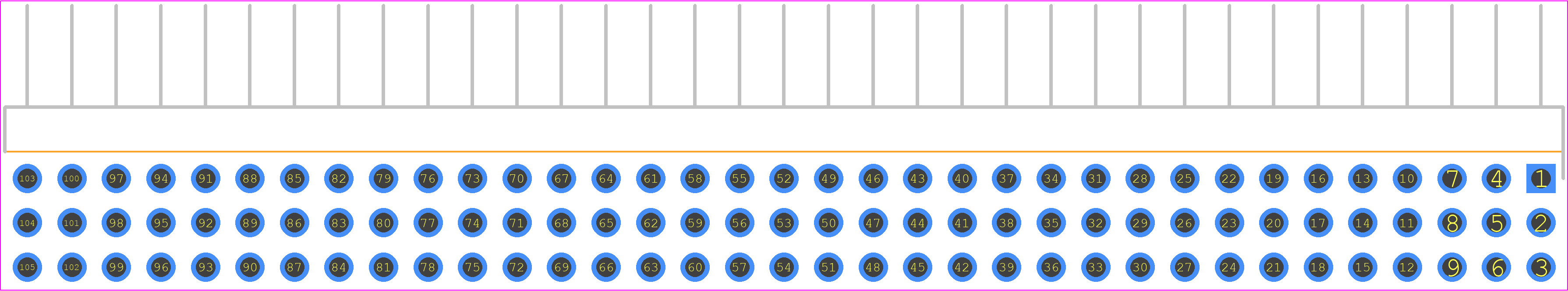 TSW-135-10-T-T-RA - SAMTEC PCB footprint - Header, Unshrouded - Right Angle PTH Pin - Header, Unshrouded - Right Angle PTH Pin - TSW-135-10-T-T-RA