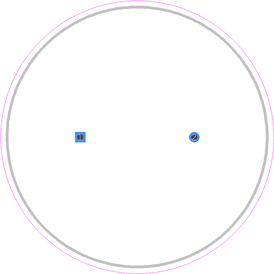 MAL215919101E3 - Vishay PCB footprint - Capacitor, Polarized Radial Diameter - Capacitor, Polarized Radial Diameter - 22*40