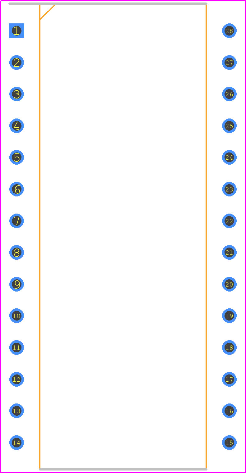 M27C64A-20F6 - STMicroelectronics PCB footprint - Dual-In-Line Packages - Dual-In-Line Packages - FDIP28W - 28 pin Ceramic Frit-seal DIP