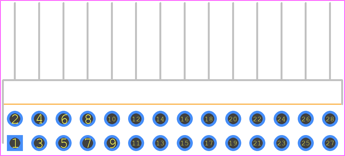 TSW-114-25-T-D-RA - SAMTEC PCB footprint - Header, Unshrouded - Right Angle PTH Pin - Header, Unshrouded - Right Angle PTH Pin - TSW-114-25-G-D-RA