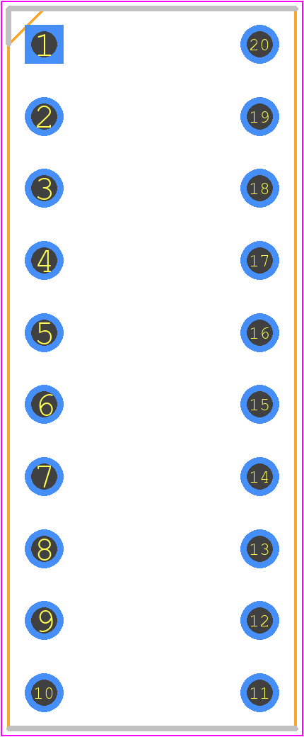 HDSP-4850 - Avago Technologies PCB footprint - Dual-In-Line Sockets - Dual-In-Line Sockets - 10-element LED arrays