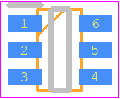 CDSOT236-0504C - Bourns PCB footprint - SOT23 (6-Pin) - SOT23 (6-Pin) - This is a molded SOT23-6L package with lead free 100 % Matte Sn