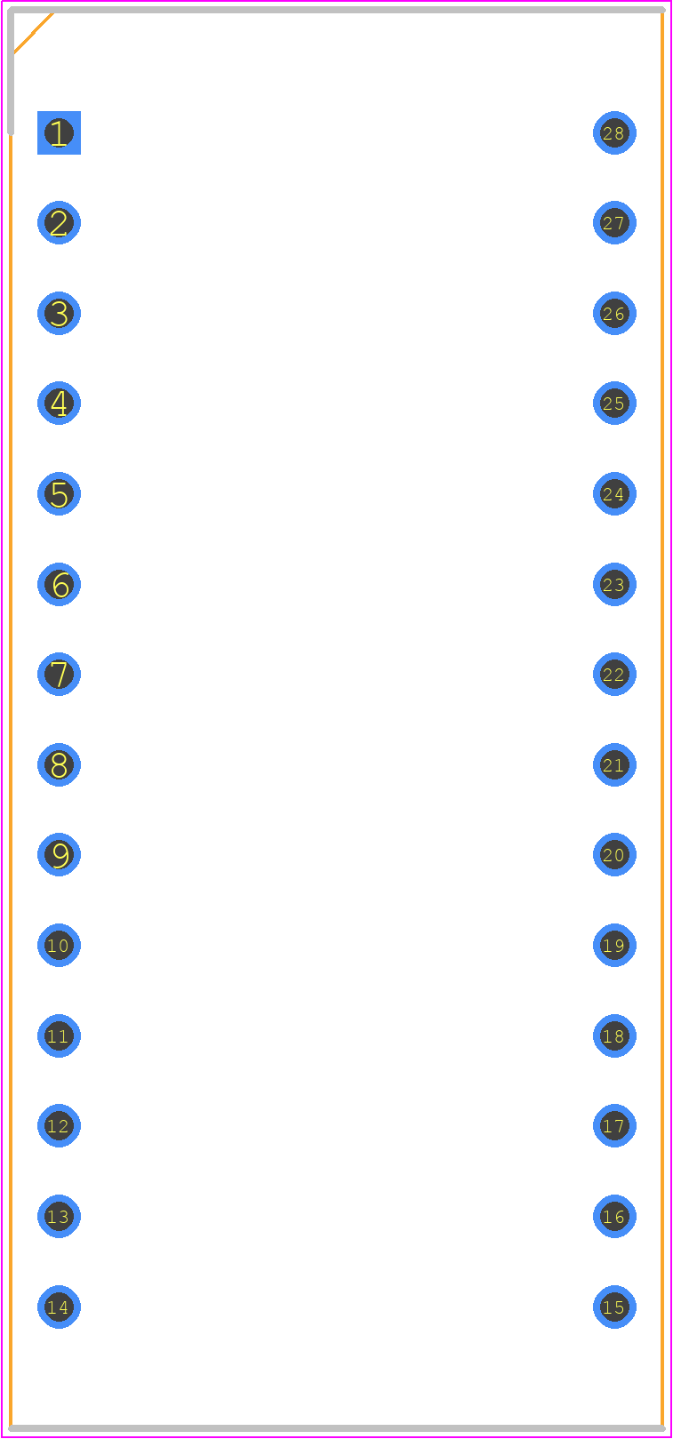 M48Z58Y-70PC1 - STMicroelectronics PCB footprint - Dual-In-Line Sockets - Dual-In-Line Sockets - PCDIP28