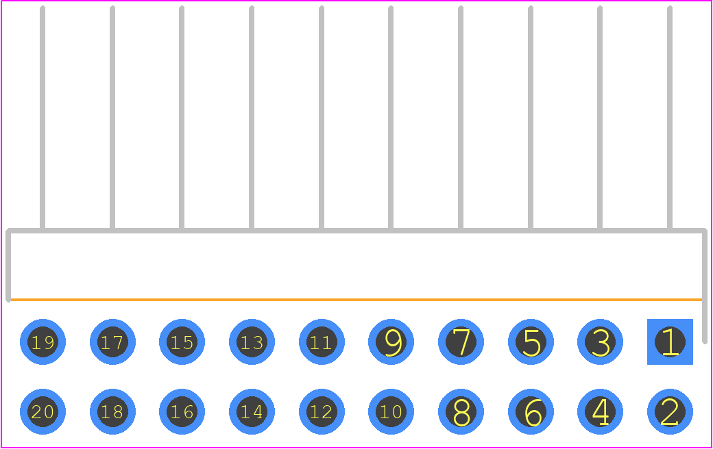 TSW-110-16-T-D-RA - SAMTEC PCB footprint - Header, Unshrouded - Right Angle PTH Pin - Header, Unshrouded - Right Angle PTH Pin - TSW-110-16-T-D-RA